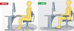 Evite rodar a cabeça para cima, pois este movimento provoca tensão e dores na região do pescoço. Coloque o monitor um pouco abaixo da linha dos olhos, de modo que a cabeça não rode para cima, já que é a parte debaixo das lentes que contém o grau ideal para a leitura